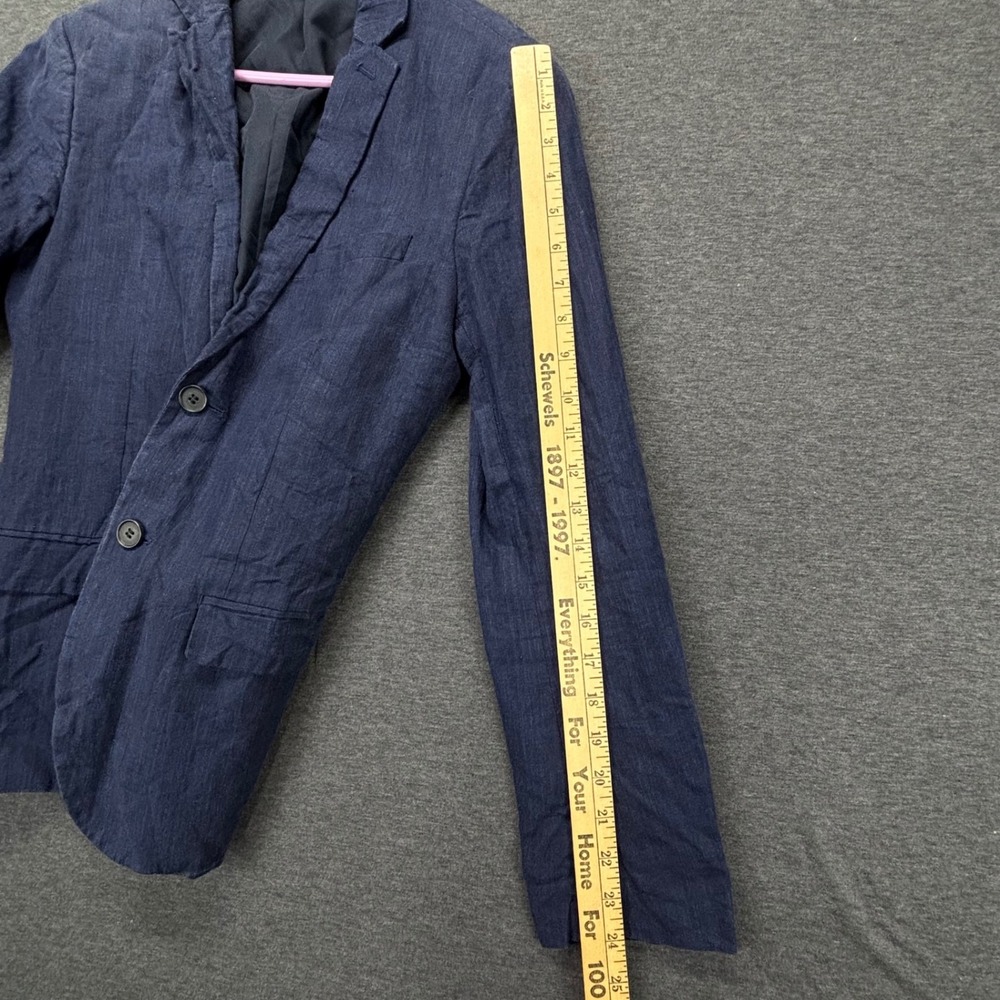 H&M Blazer Mens 34R Slim Fit Navy Linen Sport Coat Two Button Lightweight Casual - Picture 6 of 13